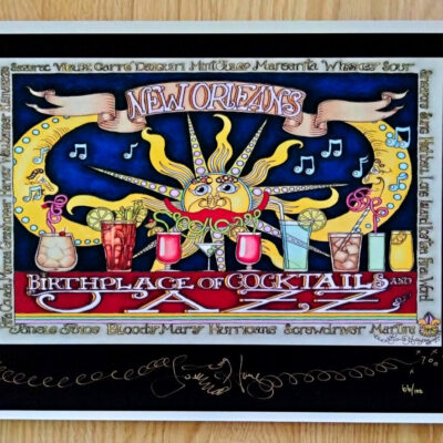 Birthplace of Cocktails and Jazz | black background giclee, signed