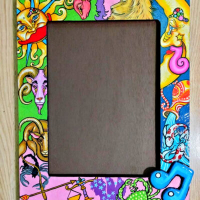 Jamie Hayes Hand Painted Wood Frame, Astrology theme