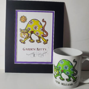 Garden Kitty signed print, plus FREE 11 oz. ceramic mug