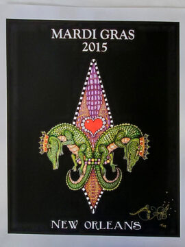 Gator Fleur de Lis Mardi Gras 2015 Fine Art Giclee, signed #19/25