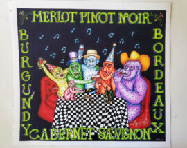 "Monkeys Drinking Wine" Fine Art Giclee, signed 12 X 13