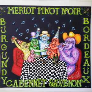 “Monkeys Drinking Wine” Fine Art Giclee, signed 12 X 13
