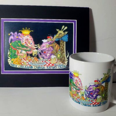 New Orleans Oyster Eating Club signed print plus FREE 11 oz. ceramic mug