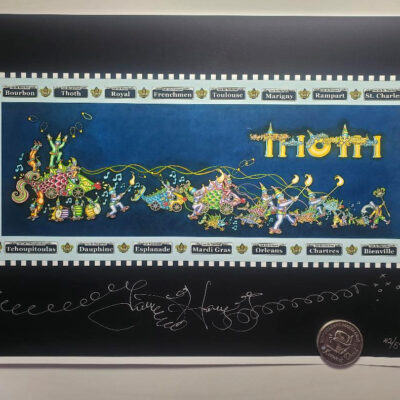 Krewe of Thoth Mardi Gras 2012, Fine Art Giclee, signed, Bonus Doubloon
