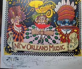 New Orleans Music Limited Edition Print with original drawing 26 x 28 in.
