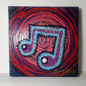 Original Oil, Squirt Technique, Music Note, 13 in. square, signed
