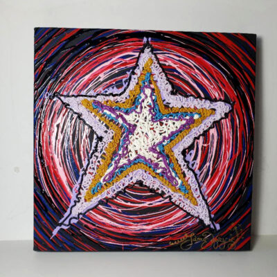 Original Oil, Squirt Technique, Star, 13 in. square, signed
