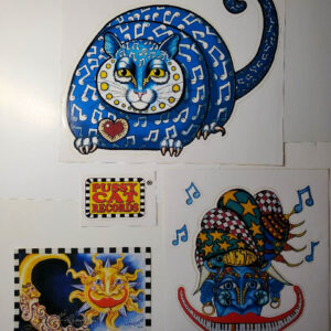 Sticker Set, 10″ x 12″ Jazz Cat, 9″ x 10″ Bluesman, 2.5″ x 3″ Pussy Cat Records