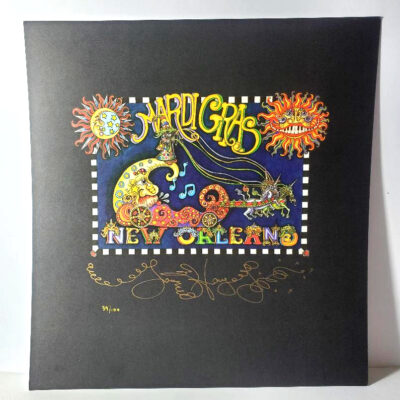 Unicorns on Parade black background giclee