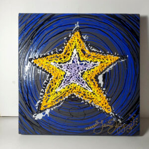 Original Oil, Squirt Technique, Star, 13 in. square, signed