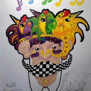 Fish head HAND PULLED SERIGRAPH, signed 20″ X 26″ white