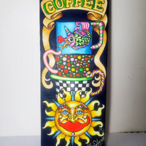 Original Oil Painting on Wood – Coffee, 8 x 20 in.