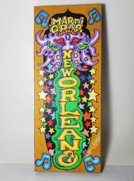 Original Oil Painting on Wood - Mardi Gras, 8 x 20 in.