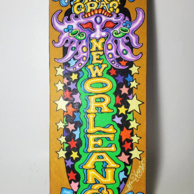Original Oil Painting on Wood – Mardi Gras, 8 x 20 in.