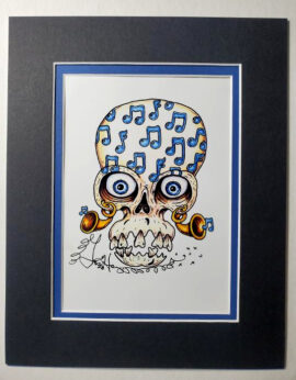 Music Note Skull, double matted, 8 x 10, signed