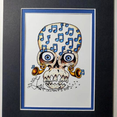 Music Note Skull, double matted, 8 x 10, signed