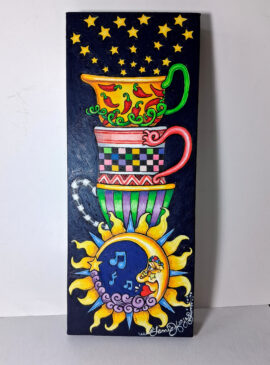 Original Oil Painting on Wood - Coffee, 8 x 20 in.