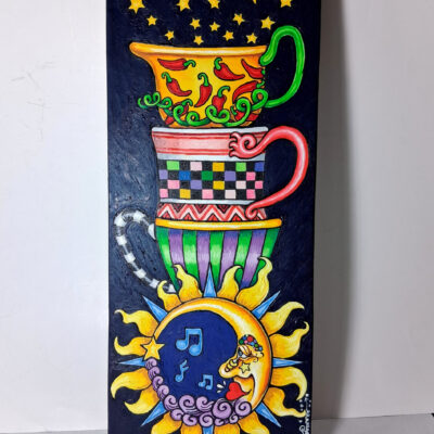 Original Oil Painting on Wood – Coffee, 8 x 20 in.