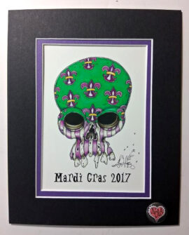 Mardi Gras Skull, double matted, 8 x 10, signed