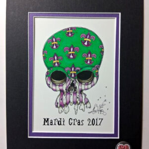 Mardi Gras Skull, double matted, 8 x 10, signed