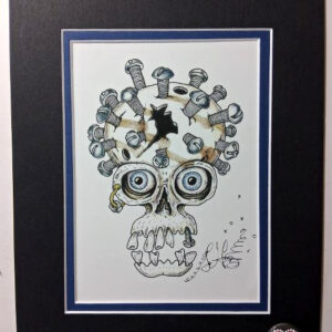 Bolt Head Skull Double Matted 8″ x 10″ Giclee, signed FREE NOLA button
