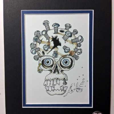 Bolt Head Skull Double Matted 8″ x 10″ Giclee, signed FREE NOLA button