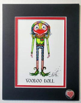 Boy Voodoo Doll Double Matted 8" x 10" Giclee, signed FREE button