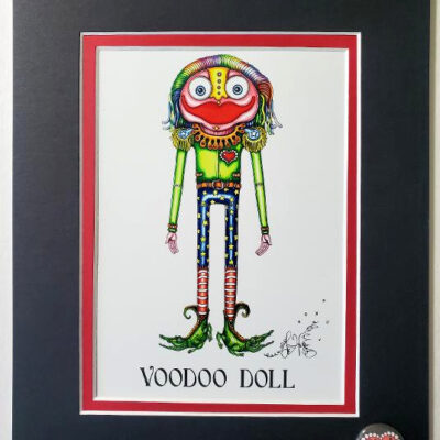 Boy Voodoo Doll Double Matted 8″ x 10″ Giclee, signed FREE button