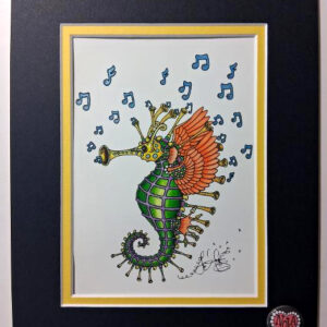 Purple Seahorse Skull Double Matted 8″ x 10″ Giclee, signed FREE NOLA button