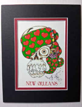 Heart Skull Double Matted 8" x 10" Giclee, signed FREE NOLA button