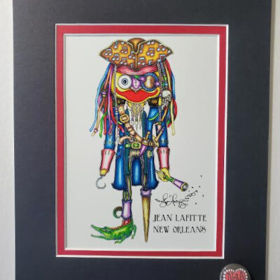 Jean Lafitte Double Matted 8″ x 10″ Giclee, signed FREE button