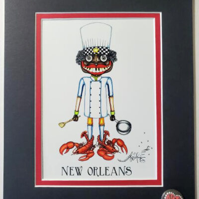 Lobster Chef Double Matted 8″ x 10″ Giclee, signed FREE button