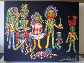 Original Oil Painting - Halloween Voodoo Dolls 16 x 20 inches