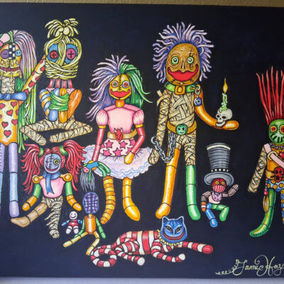Original Oil Painting – Halloween Voodoo Dolls 16 x 20 inches
