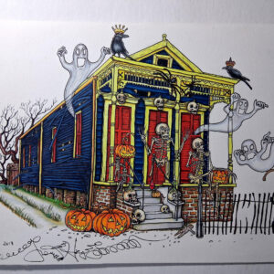 Original Color Pencil Drawing “New Orleans Halloween” Shotgun House