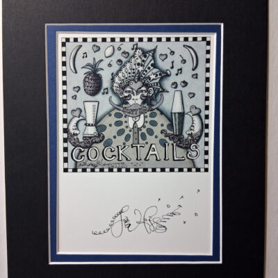 Cocktails Double Matted 8″ x 10″ Giclee, signed FREE NOLA button