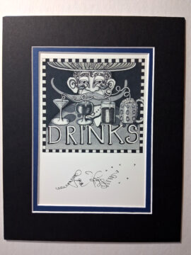 Drinks Double Matted 8" x 10" Giclee, signed FREE NOLA button