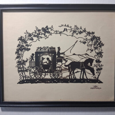 Original Eva Schonberg – Black Silhouette – Victorian Carriage – 1920