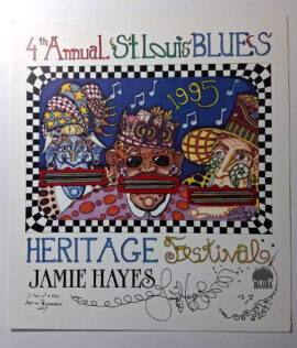St. Louis Blues Festival 1995 Poster remarqued with moon and gold foil