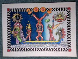 Original Color Pencil Drawing, 2003 Dragon Boat and Buskers Festival Fort Lauderdale