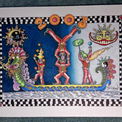 Original Color Pencil Drawing, 2003 Dragon Boat and Buskers Festival Fort Lauderdale