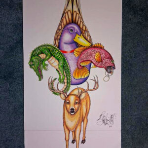 Original Color Pencil Drawing, “Louisiana Sportsman” Fleur de Lis