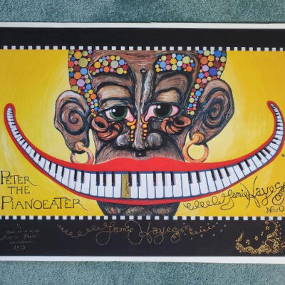 “Peter the Pianoeater” black background giclee, signed & remarqued