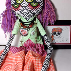 Jamie Hayes Hand Painted one of a kind LARGE doll BONUS Halloween print