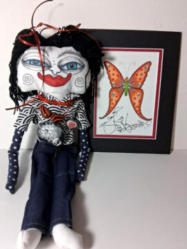 Jamie Hayes Hand Painted one of a kind doll BONUS Halloween print