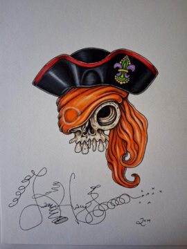Original Color Pencil Drawing, Pirate Skull, 11 x 15 inches